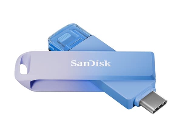 SanDisk Creator Phone Drive, 128 GB, USB Type-C / Lightning, 3.2 Gen 1 (3.1 Gen 1), Uten lokk, 20,3 g, Blå, Lilac Blå, Lilac
