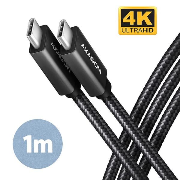 USB-C 3.2 Gen 2-kabel - AXAGON - BUCM32-CM10AB - Svart - 1 m - Hög hastighet