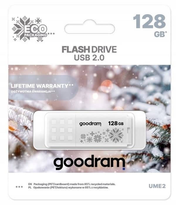 GoodRam UME2-1280W00R11-WI Pendrive (128GB; USB 2.0; hvid) VINTER