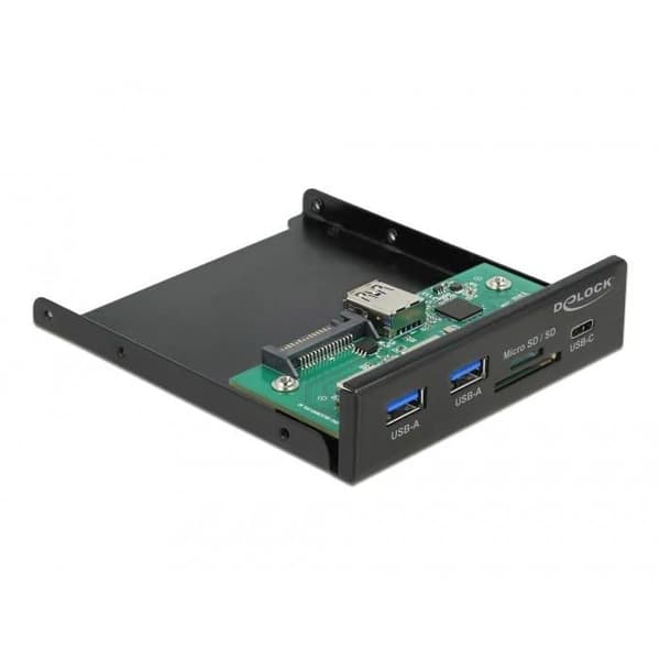 Frampanel - DELOCK - 3,5" USB 3.2 GEN 1 - 1 x USB Type-C™ - 2 x USB Type-A - SD och Micro SD
