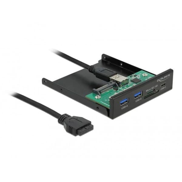 Frampanel - DELOCK - 3,5" USB 3.2 GEN 1 - 1 x USB Type-C™ - 2 x USB Type-A - SD och Micro SD