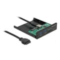 Miniatyrbild 1 av 3: Frampanel - DELOCK - 3,5" USB 3.2 GEN 1 - 1 x USB Type-C™ - 2 x USB Type-A - SD och Micro SD
