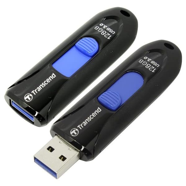 TRANSCEND JETFLASH 790 USB-nyckel - 128 GB - USB 3.0 - Svart Svart, Blå