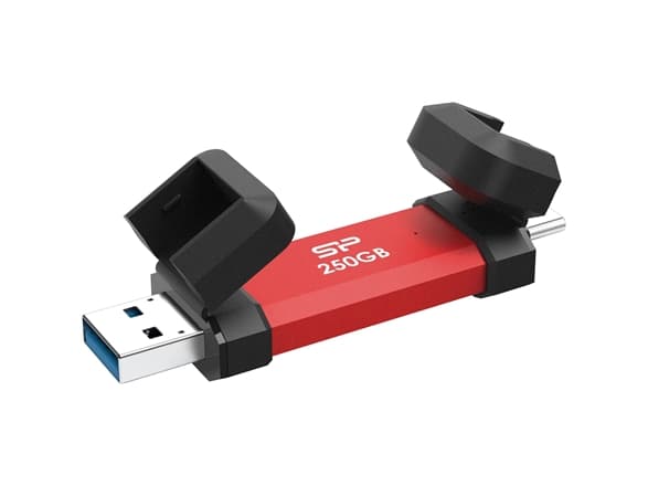 Silicon Power DS72, 250 GB, USB Type-A / USB Type-C, 3.2 Gen 2 (3.1 Gen 2), Med lokk, 15,6 g, Rød
