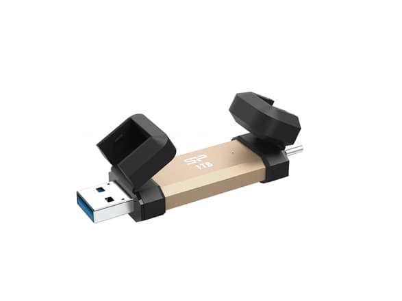 Silicon Power DS72, 1 TB, USB Type-A / USB Type-C, 3.2 Gen 2 (3.1 Gen 2), Keps, 15,6 g, Guld