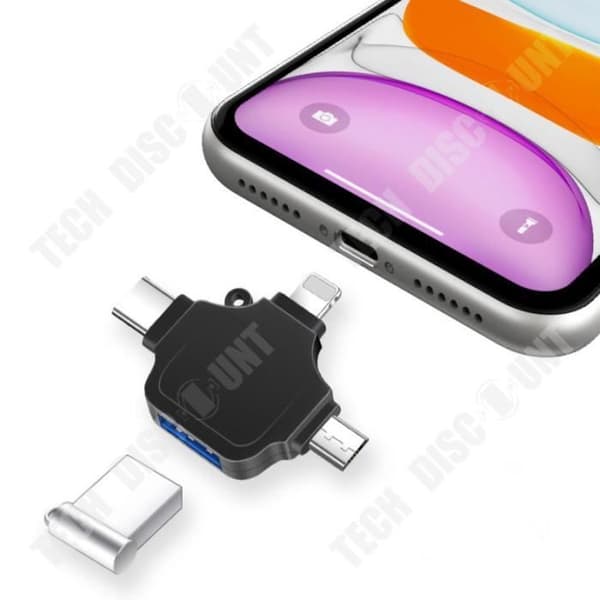 TD® High Speed Multi-Function OTG Converter Lämplig för Apple Typec Android till USB Tre-i-ett modell Svart