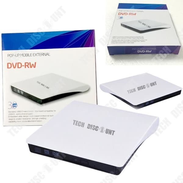 DVD-brännare - TD - Universal - USB 3.0 - Vit - 8X CD/DVD