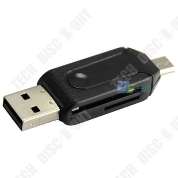 TD® 2 in 1 Micro USB OTG USB Flash Drive Adapter - Micro SD Minneskortläsare - Datakort Adapter Svart