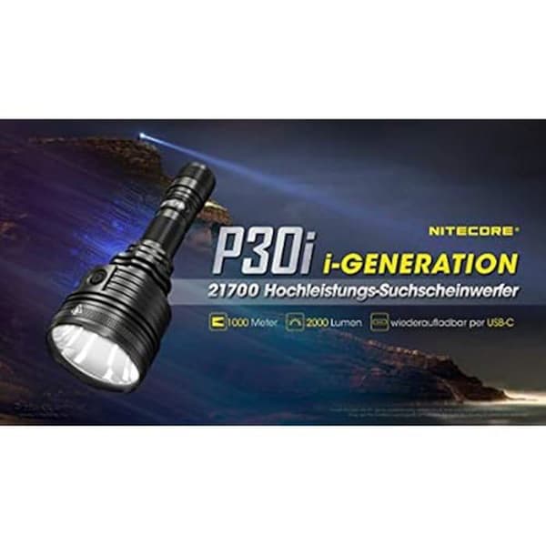 Ficklampa - NITECORE - P30I - 2000 Lumen - Färg Svart - Precision