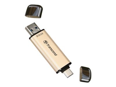 Transcend JetFlash 930C - USB-flashstasjon - 512 GB - USB 3.2 Gen 1 / USB-C - gull