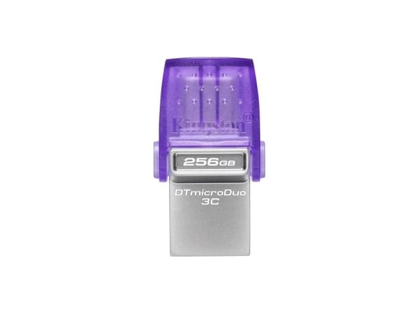Kingston Technology DataTraveler microDuo 3C, 256 GB, USB Type-A / USB Type-C, 3.2 Gen 1 (3.1 Gen 1), 200 MB/s, Andra, Rostfritt stål, Lila