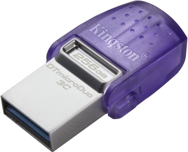 Kingston Technology DataTraveler microDuo 3C, 256 GB, USB Type-A / USB Type-C, 3.2 Gen 1 (3.1 Gen 1), 200 MB/s, Andra, Rostfritt stål, Lila Rostfritt stål, Lila