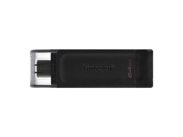 Kingston Technology DataTraveler 70, 64 GB, USB Type-C, 3.2 Gen 1 (3.1 Gen 1), Kaapeli, 7 g, Musta musta