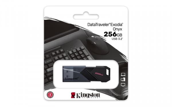 Kingston Technology DataTraveler Exodia Onyx, 256 GB, USB A-tyyppi, 3.2 Gen 1 (3.1 Gen 1), Suojus, 8 g, Musta