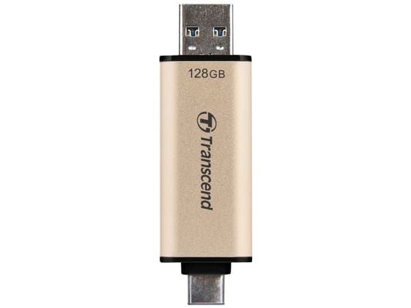 Transcend JetFlash 930C, 128 Gt, USB Type-A / USB Type-C, 3.2 Gen 1 (3.1 Gen 1), 420 Mt/s, Cap, Gold