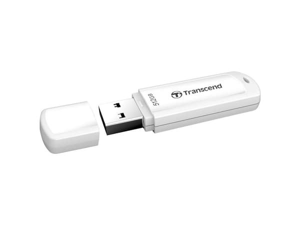 Transcend JetFlash 700/730, 512 GB, USB Type-A, 3.2 Gen 1 (3.1 Gen 1), Cap, 8,5 g, Svart, Vit