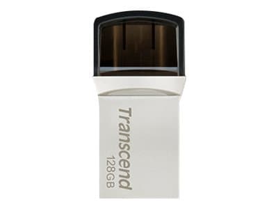 Transcend JetFlash 890 - USB-minne - 128 GB - USB 3.1 Gen 1 / USB-C - silver