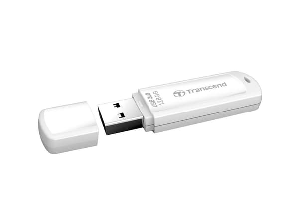 Transcend JetFlash 730 - USB-flashstasjon - 128 GB - USB 3.0 - hvit