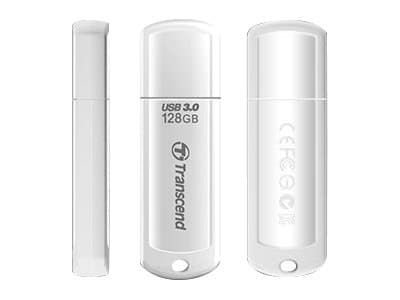 Transcend JetFlash 730 - USB-flashstasjon - 128 GB - USB 3.0 - hvit Hvit