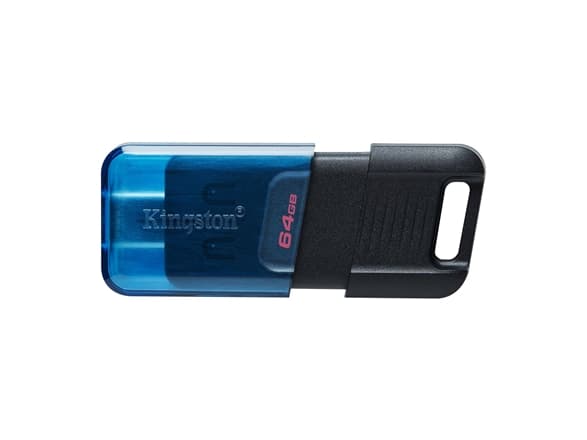 Kingston Technology DataTraveler 80 M, 64 GB, USB Type-C, 3.2 Gen 1 (3.1 Gen 1), 200 MB/s, Med lokk, Sort, Blå Sort, Blå