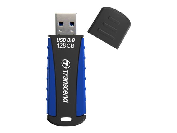Transcend JetFlash 810, 128 GB, USB A-tyyppi, 3.2 Gen 1 (3.1 Gen 1), Suojus, 12,9 g, Musta, Sininen