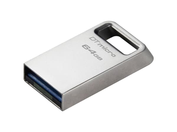Kingston Technology DataTraveler Micro, 64 GB, USB Type-A, 3.2 Gen 1 (3.1 Gen 1), 200 MB/s, Uten lokk, Sølv