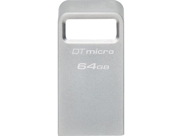 Kingston Technology DataTraveler Micro, 64 GB, USB Type-A, 3.2 Gen 1 (3.1 Gen 1), 200 MB/s, Uten lokk, Sølv