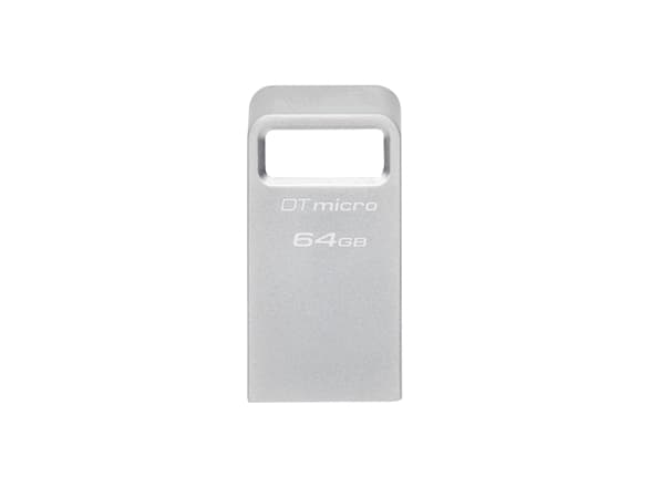 Kingston Technology DataTraveler Micro, 64 GB, USB Type-A, 3.2 Gen 1 (3.1 Gen 1), 200 MB/s, Uten lokk, Sølv Sølv