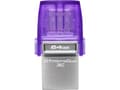 Miniatyrbild 2 av 4: Kingston Technology DataTraveler microDuo 3C, 64 GB, USB Type-A / USB Type-C, 3.2 Gen 1 (3.1 Gen 1), 200 MB/s, Andra, Lila, Rostfritt stål