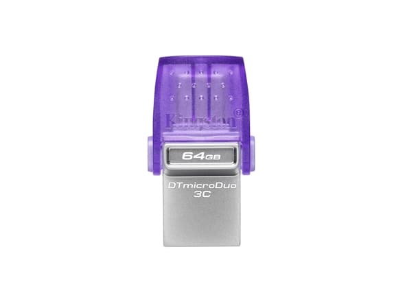 Kingston Technology DataTraveler microDuo 3C, 64 GB, USB Type-A / USB Type-C, 3.2 Gen 1 (3.1 Gen 1), 200 MB/s, Muu, Purppura, Ruostumaton teräs Purppura, Ruostumaton teräs