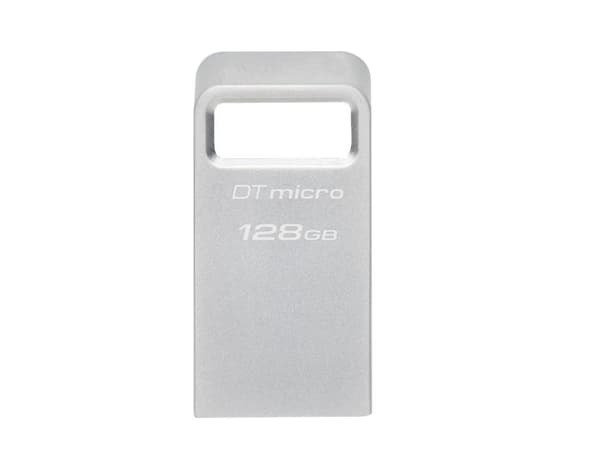 Kingston Technology DataTraveler Micro, 128 GB, USB Type-A, 3.2 Gen 1 (3.1 Gen 1), 200 MB/s, Uten lokk, Sølv
