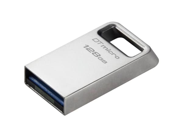 Kingston Technology DataTraveler Micro, 128 GB, USB Type-A, 3.2 Gen 1 (3.1 Gen 1), 200 MB/s, Uten lokk, Sølv