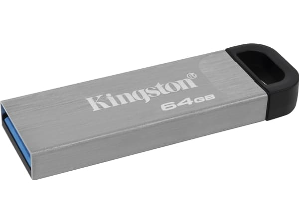 Kingston Technology DataTraveler Kyson, 64 GB, USB A-tyyppi, 3.2 Gen 1 (3.1 Gen 1), 200 MB/s, Ilman suojusta, Hopea Hopea