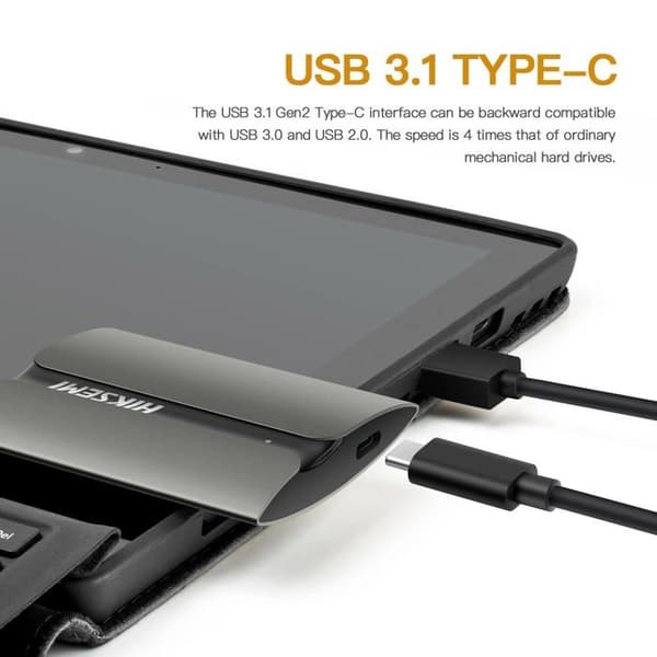 Extern SSD - HIKSEMI - 1 To - USB 3.1/Type C - Læseshastighed 560 Mo/s - Ultra Tynd