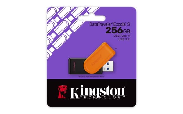 KINGSTON 256GB Portable USB 3.2 Gen 1 DataTraveler Exodia S Black/Orange