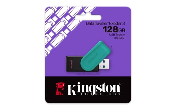 KINGSTON 128GB Portable USB 3.2 Gen 1 DataTraveler Exodia S Black/Turquoise