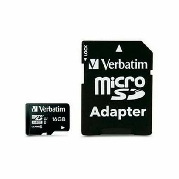 Micro-SD Minneskort med Adapter Verbatim Svart 16 GB