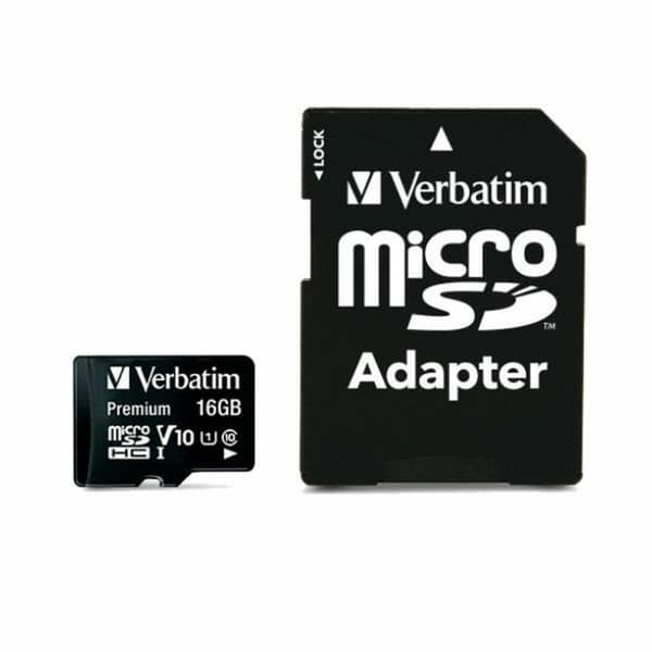 Micro-SD Minneskort med Adapter Verbatim Svart 16 GB