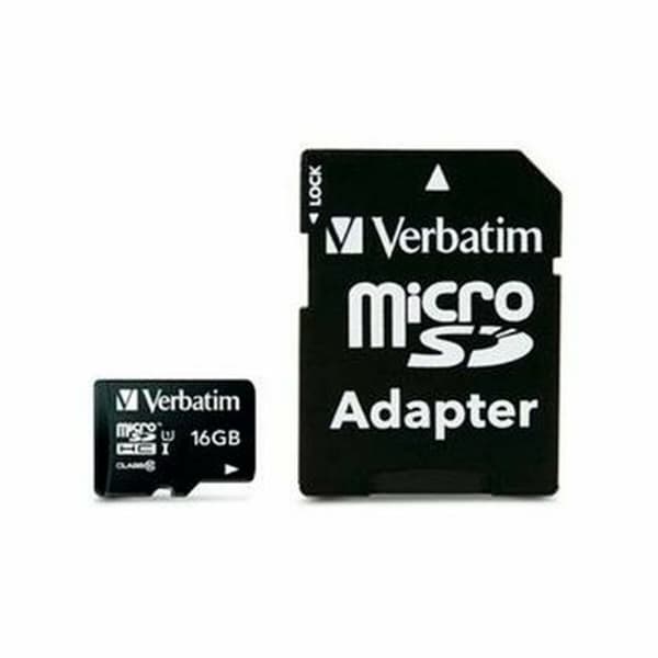 Micro-SD Minneskort med Adapter Verbatim Svart 16 GB