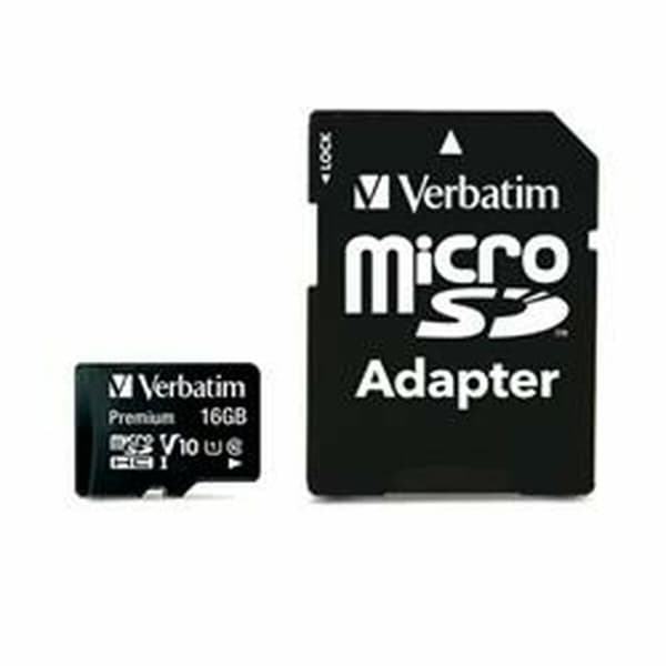 Micro-SD Minneskort med Adapter Verbatim Svart 16 GB