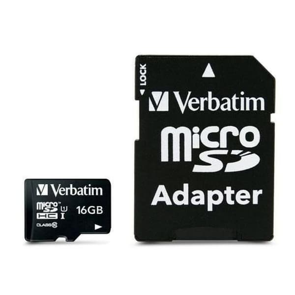 Mikro-SD-hukommelseskort med adapter Verbatim Sort 16 GB