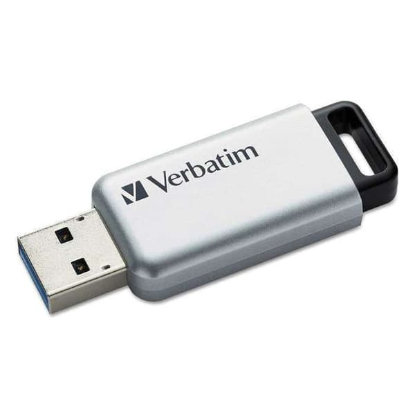 USB-nyckel - VERBATIM - Secure Pro - 64 GB - USB 3.0 - Läshastighet 35 MB/s Svart, Grå