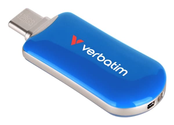Verbatim 30233, 128 GB, USB Type-C, 3.2 Gen 1 (3.1 Gen 1), 100 MB/s, Uten lokk, Blå