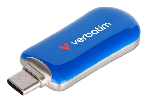 Verbatim 30233, 128 GB, USB Type-C, 3.2 Gen 1 (3.1 Gen 1), 100 MB/s, Uten lokk, Blå