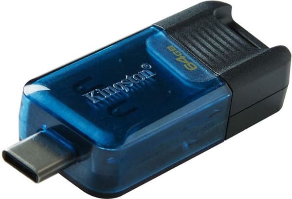 Kingston Technology DataTraveler 80 USB-muistitikku 64 Gt USB Type-C 3.2 Gen 1 (3.1 Gen 1) Musta - Sininen (DT80M/64GB)