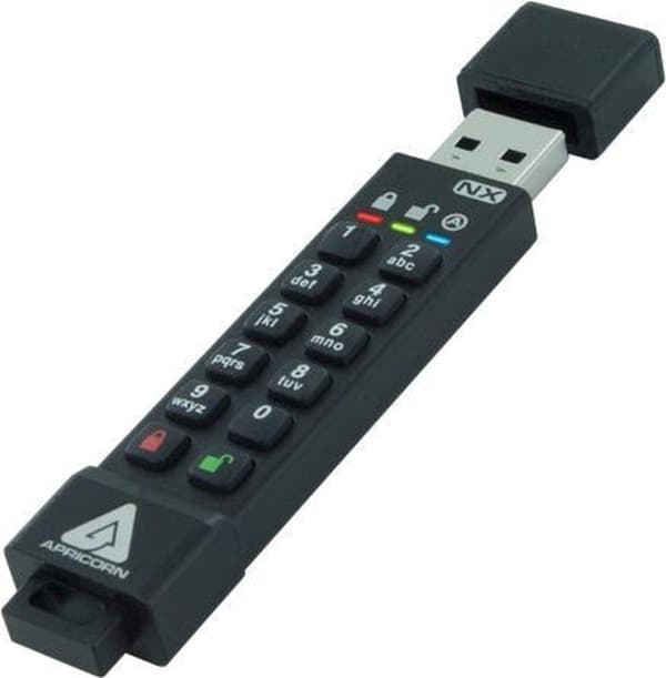 Apricorn ASK3-NX USB-minne 128 GB USB Typ-A 3.2 Gen 1 (3.1 Gen 1) Svart Svart