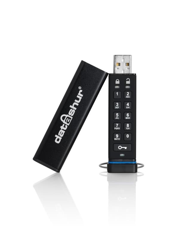iStorage datAshur - USB-minne - 8 GB - Sifferkod - Svart Svart