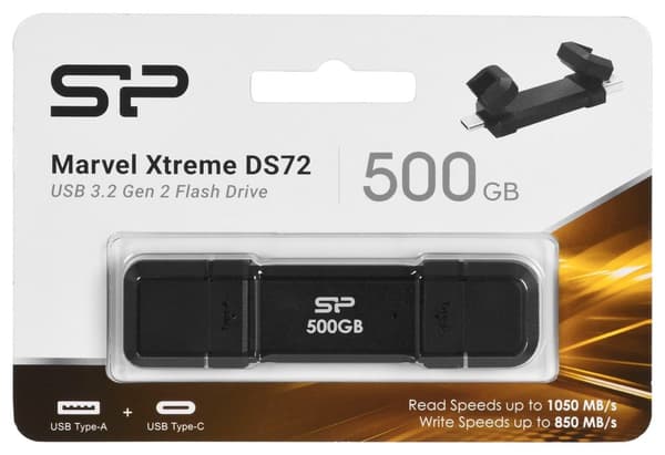 Silicon Power DS72 USB-minne 500 GB USB Typ-A / USB Typ-C 3.2 Gen 2 (3.1 Gen 2) Svart