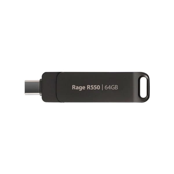 USB-nøgle PATRIOT Rage R550 64GB 100 MB/S USB A+C Drejeligt Design (PE64GR550DSAD) Sort
