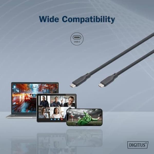 USB 4.0 anslutningskabel - DIGITUS - Typ-C till Typ-C - 40 Gbit/s - 240W Power Delivery - Flexibel silikon
